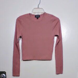 TopShop Women's Mauve Cropped Long Sleeve Sweater Size: 8/M